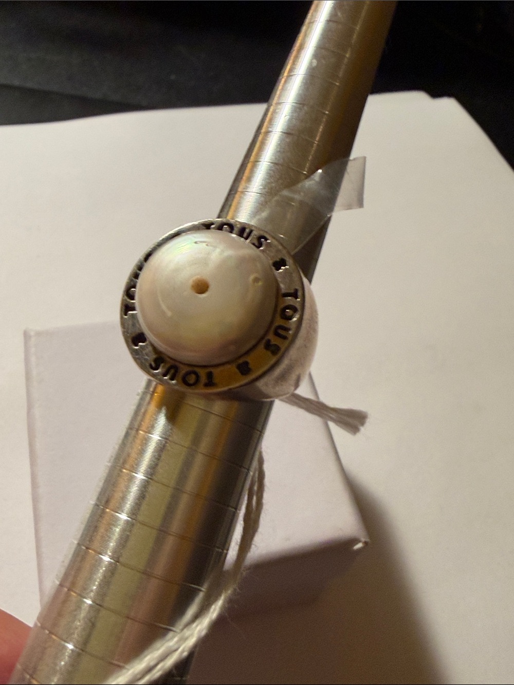TOUS Silver 925 heavy size 7 Ring with Pearl - Picture 5 of 5